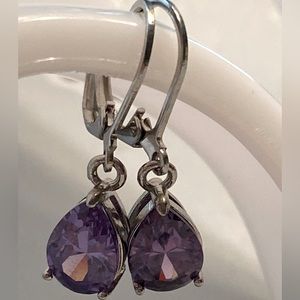 Simulated Amethyst Leverback Earrings